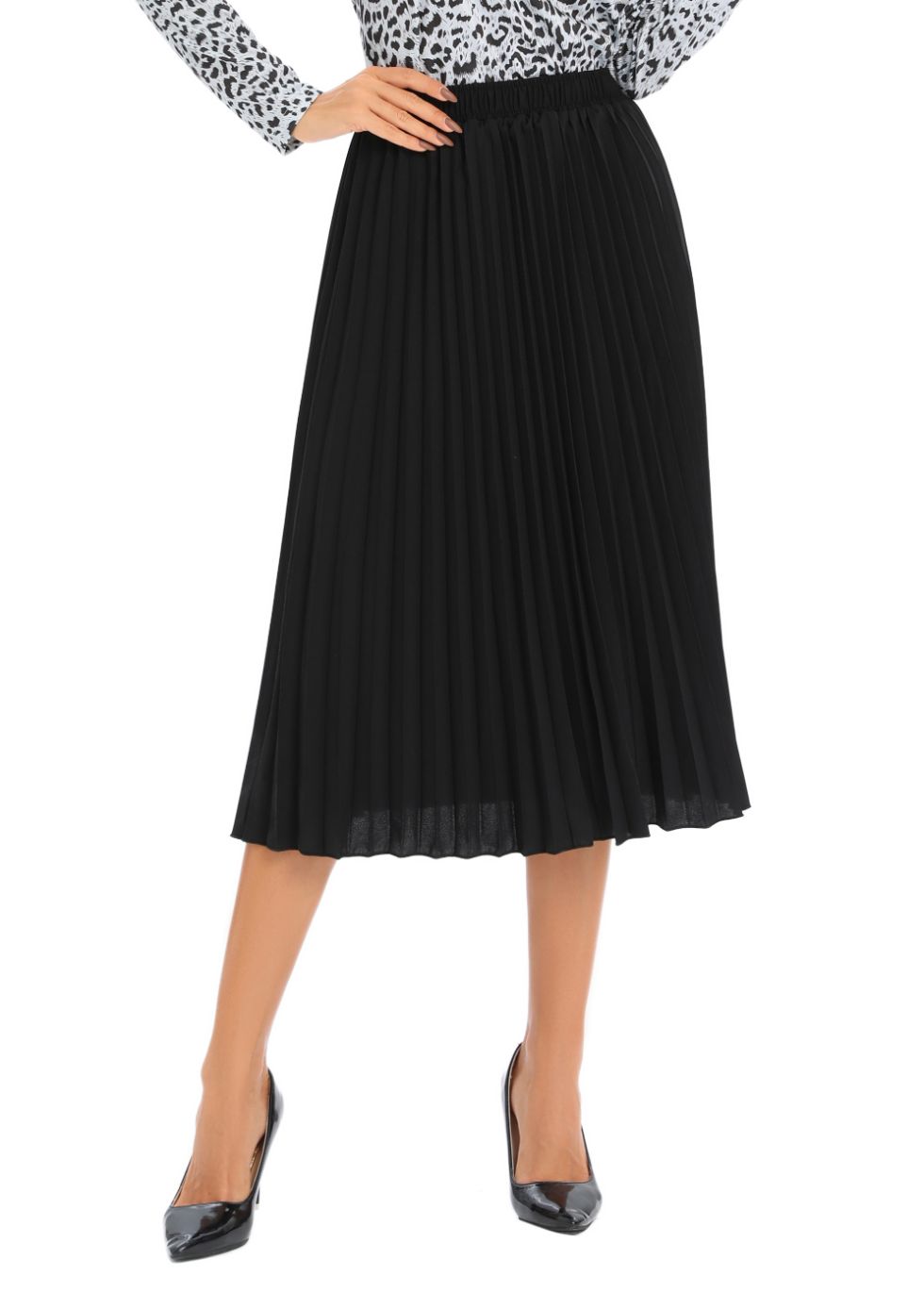 Noir Midi Pleated Skirt