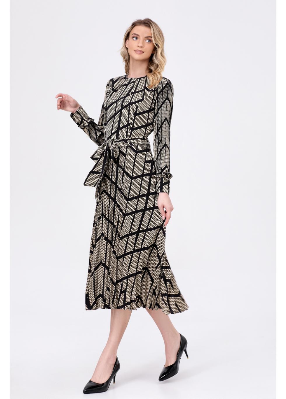 Chevron Elegance Midi Dress