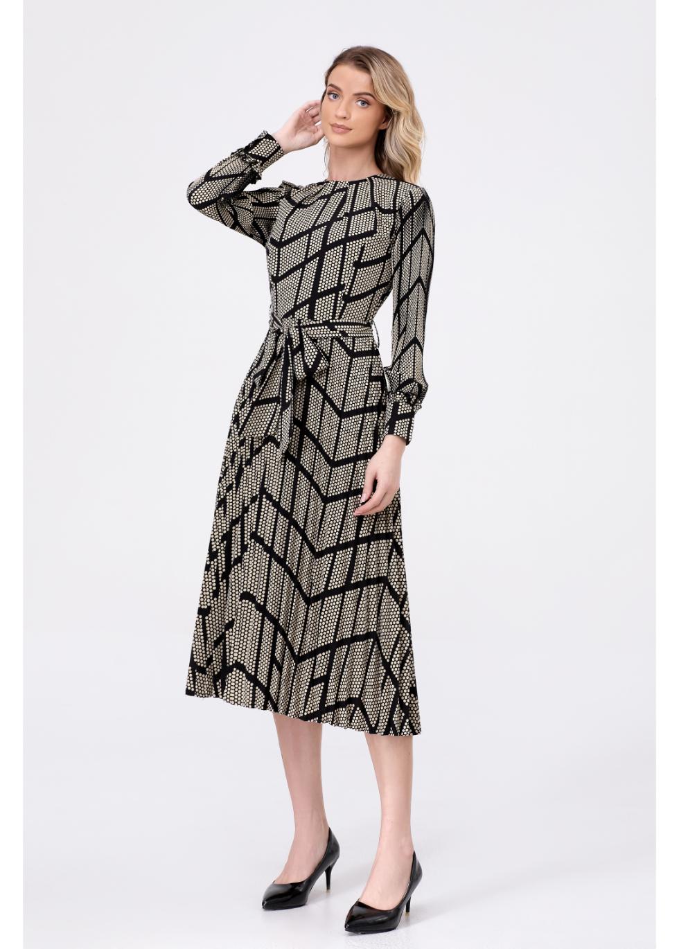 Chevron Elegance Midi Dress