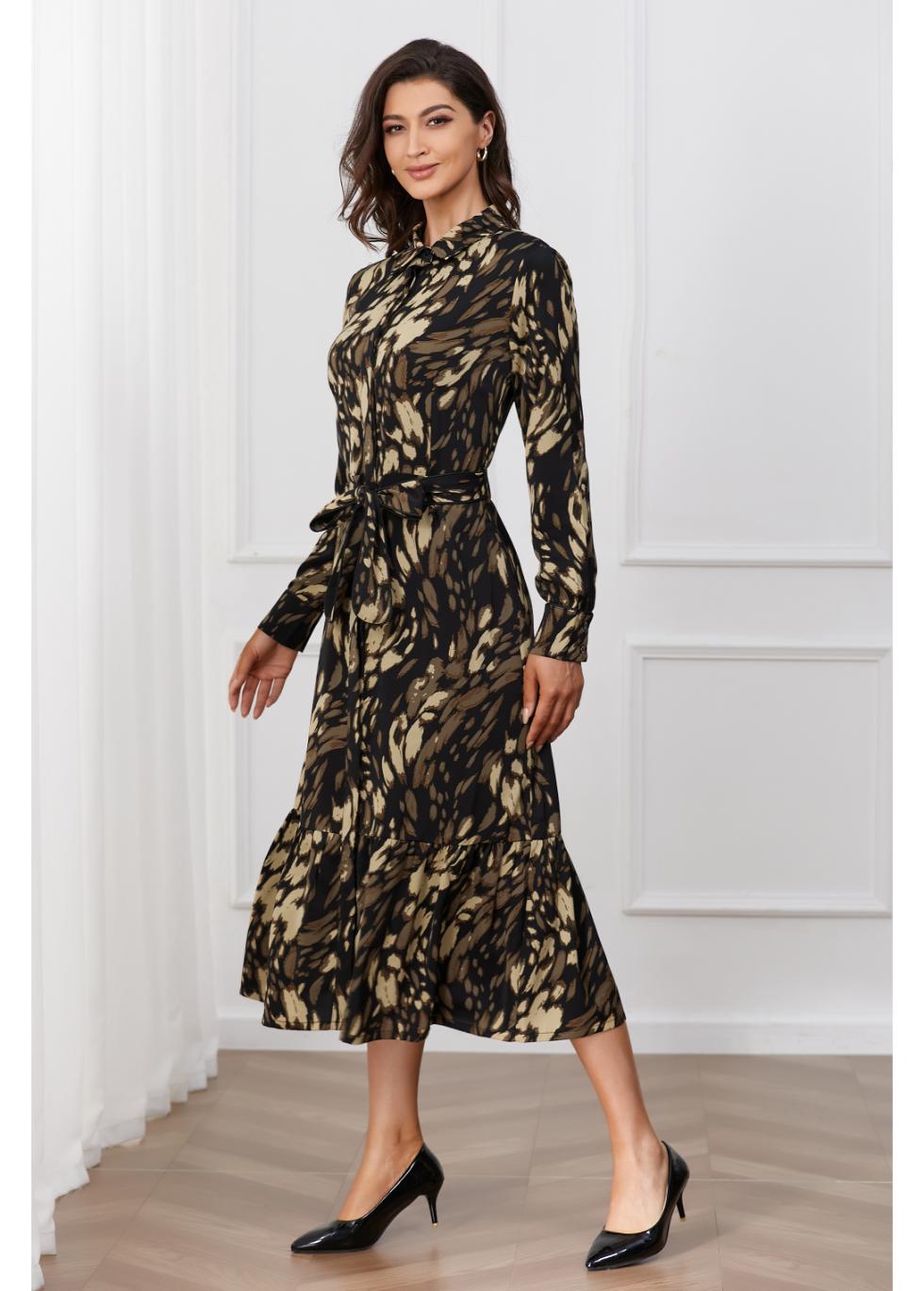 Golden Whisper Midi Dress