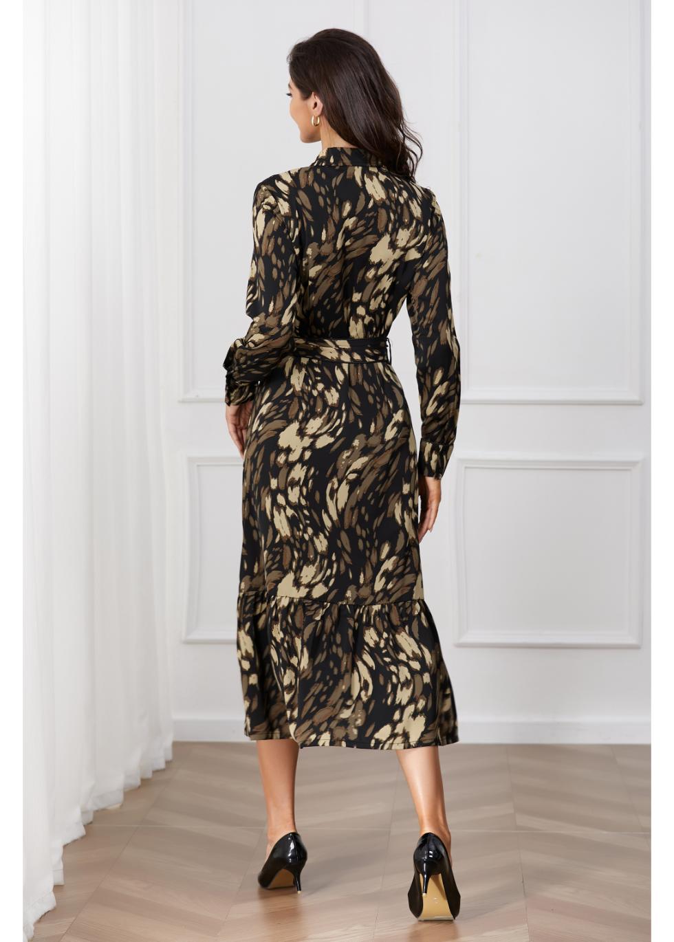 Golden Whisper Midi Dress