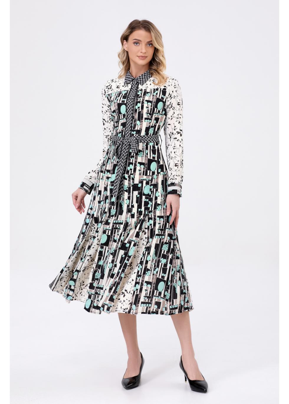 Geometric Elegance Midi Dress