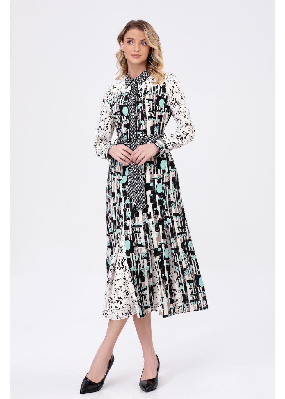 Geometric Elegance Midi Dress