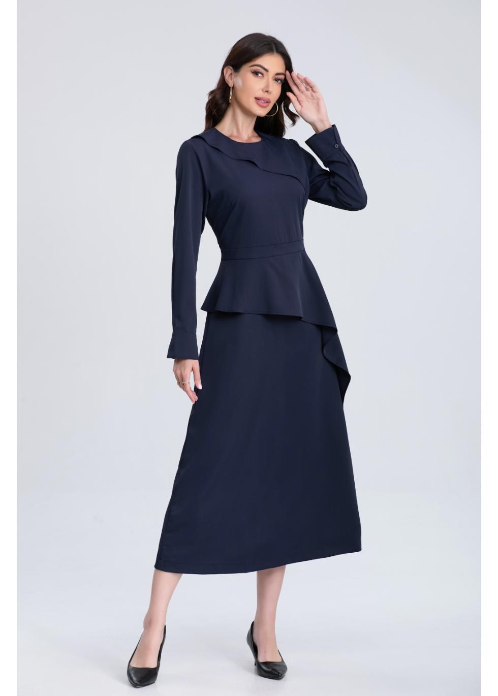 Navy Elegance Midi Dress