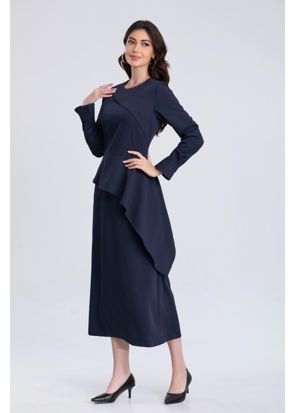 Navy Elegance Midi Dress