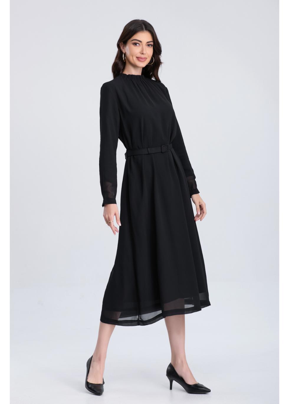 Midnight Belted Midi Dress