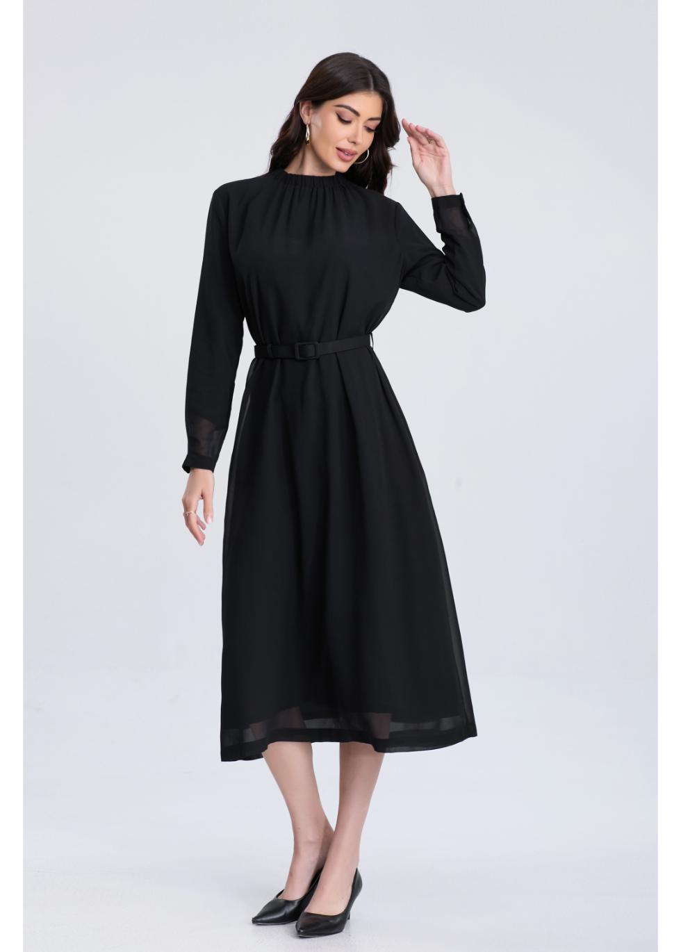 Midnight Belted Midi Dress