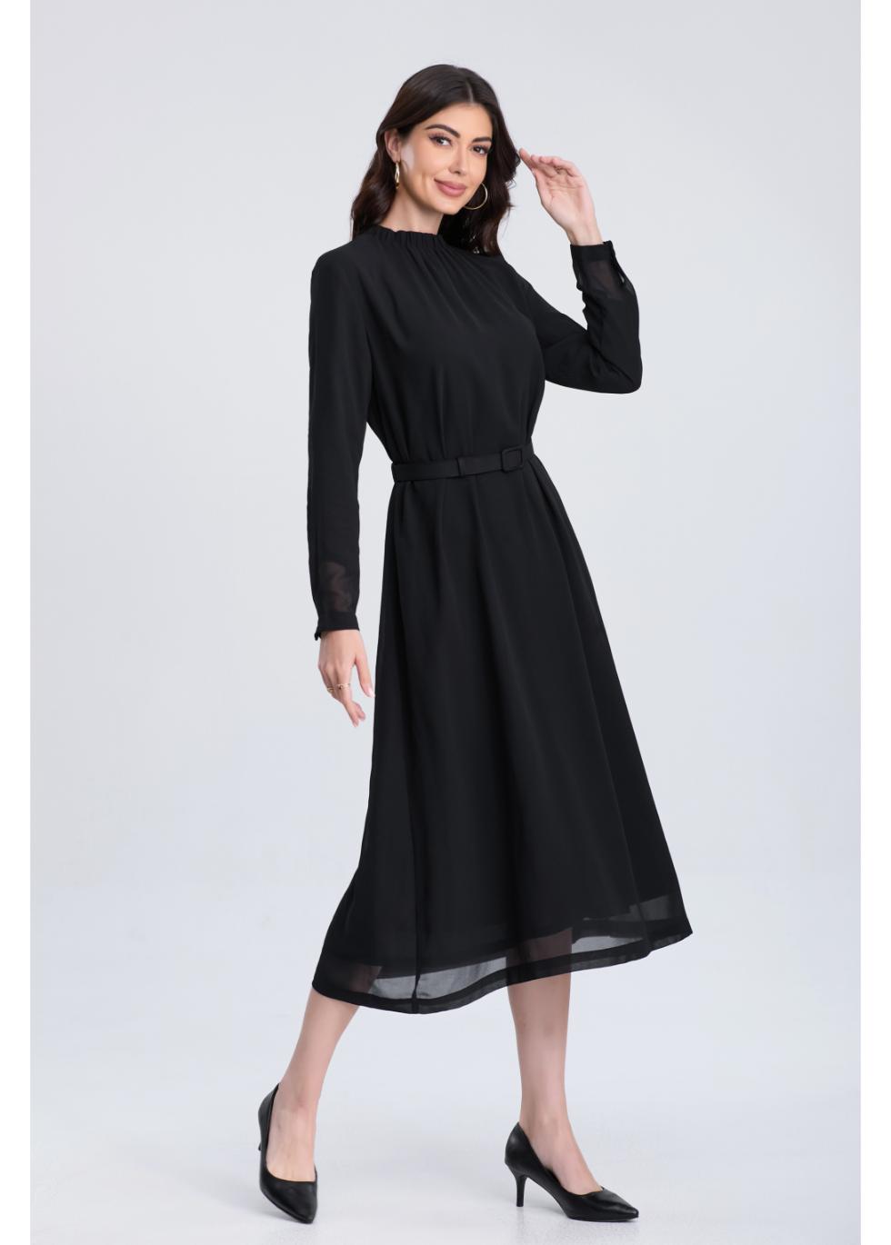 Midnight Belted Midi Dress