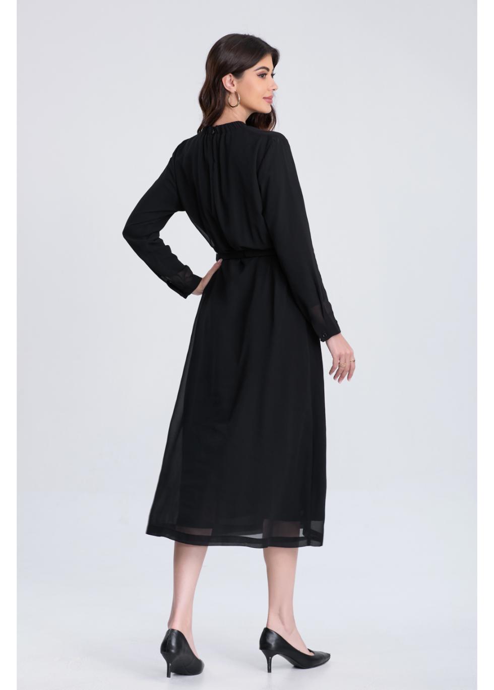 Midnight Belted Midi Dress