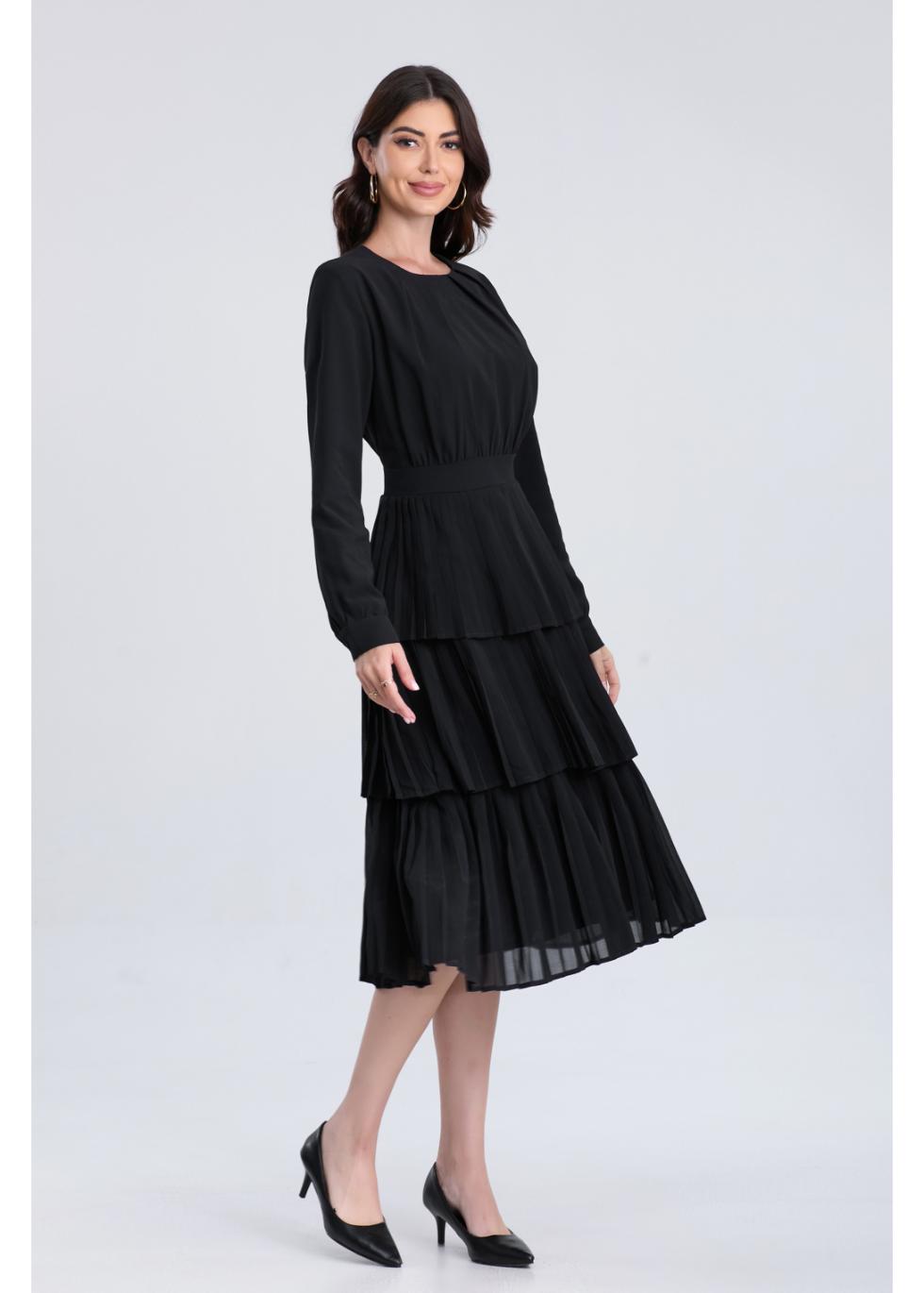 Layered Midnight Midi Dress