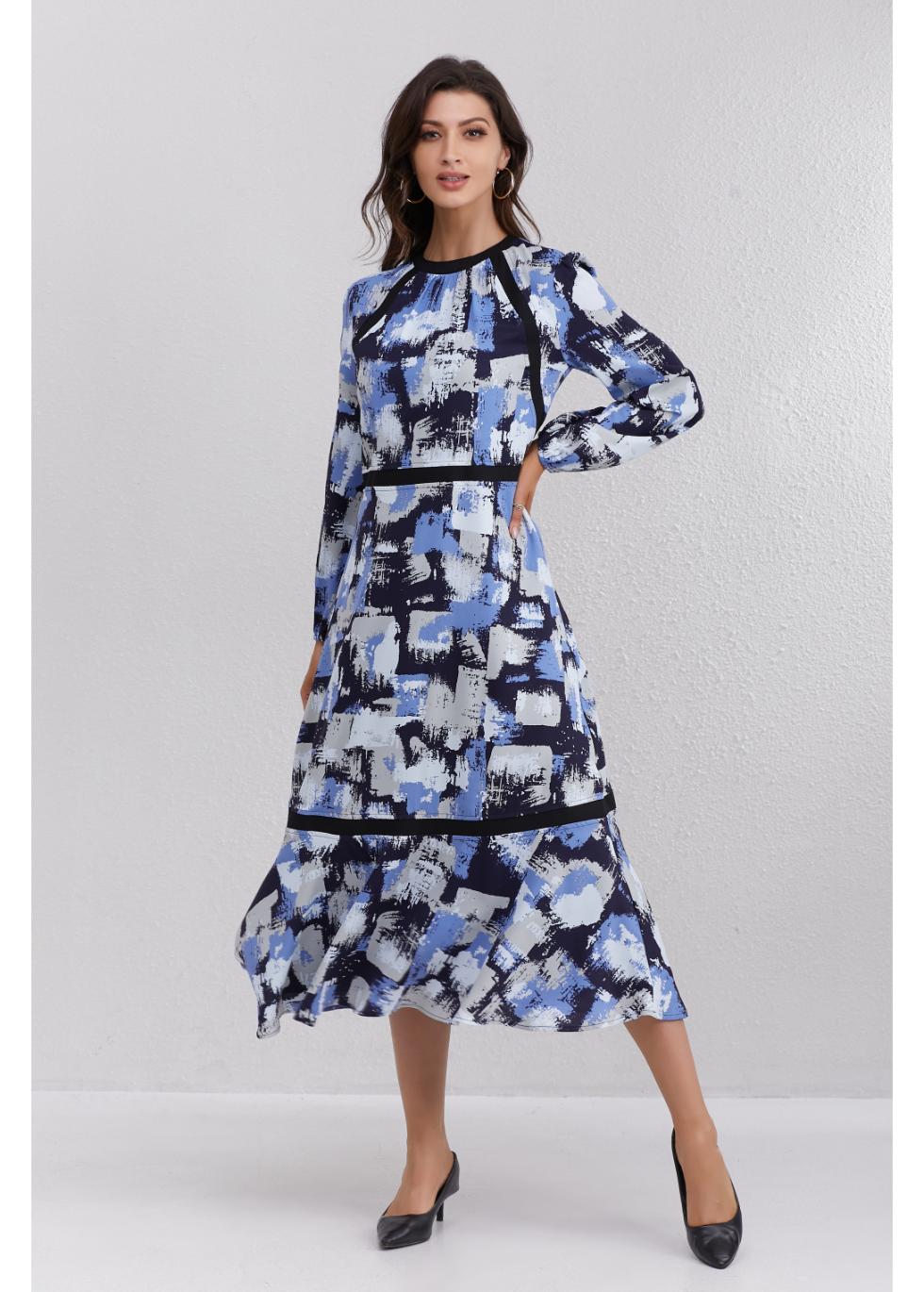 Azure Brushstroke Midi Dress