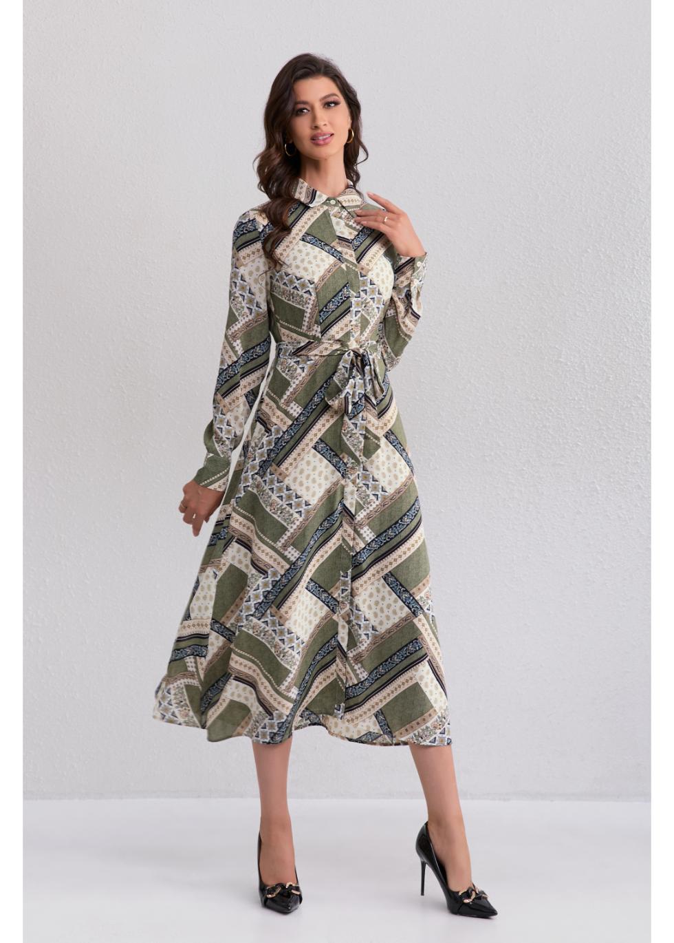 Autumn Mosaic Midi Dress