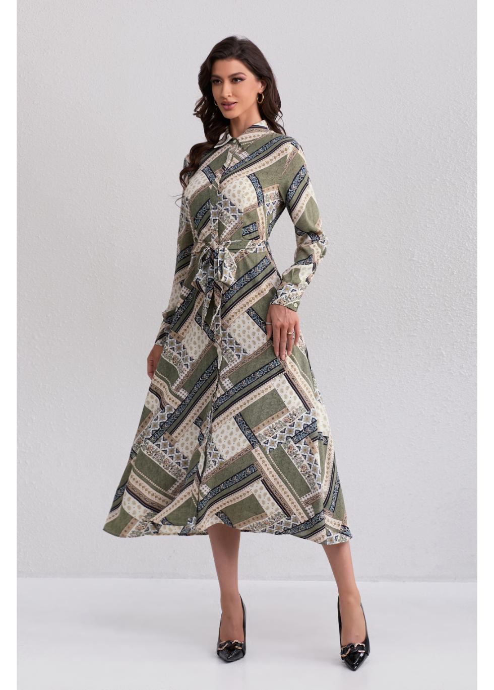 Autumn Mosaic Midi Dress