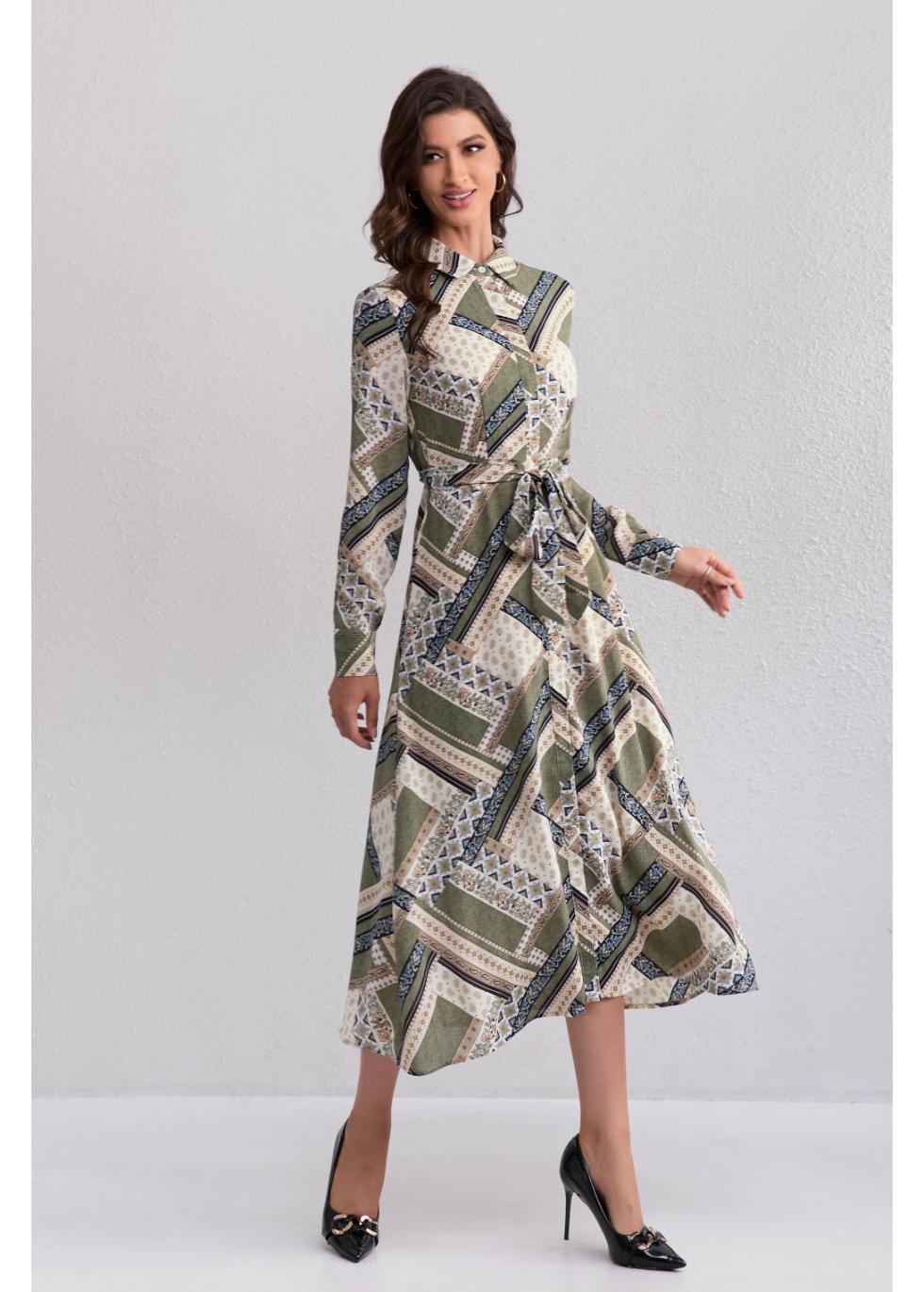 Autumn Mosaic Midi Dress