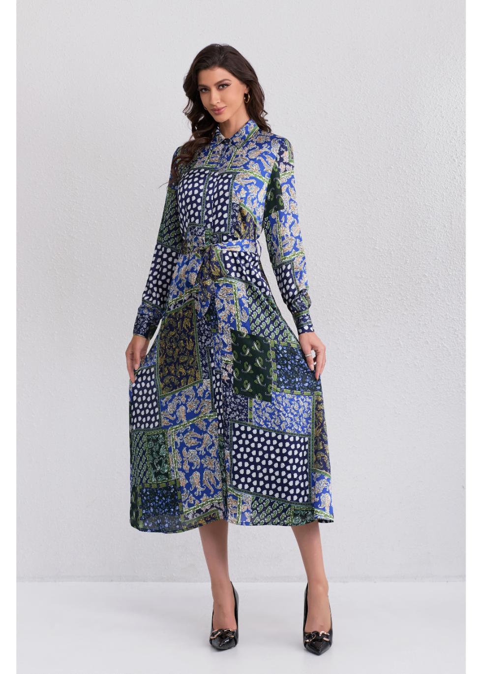 Regal Mosaic Midi Dress