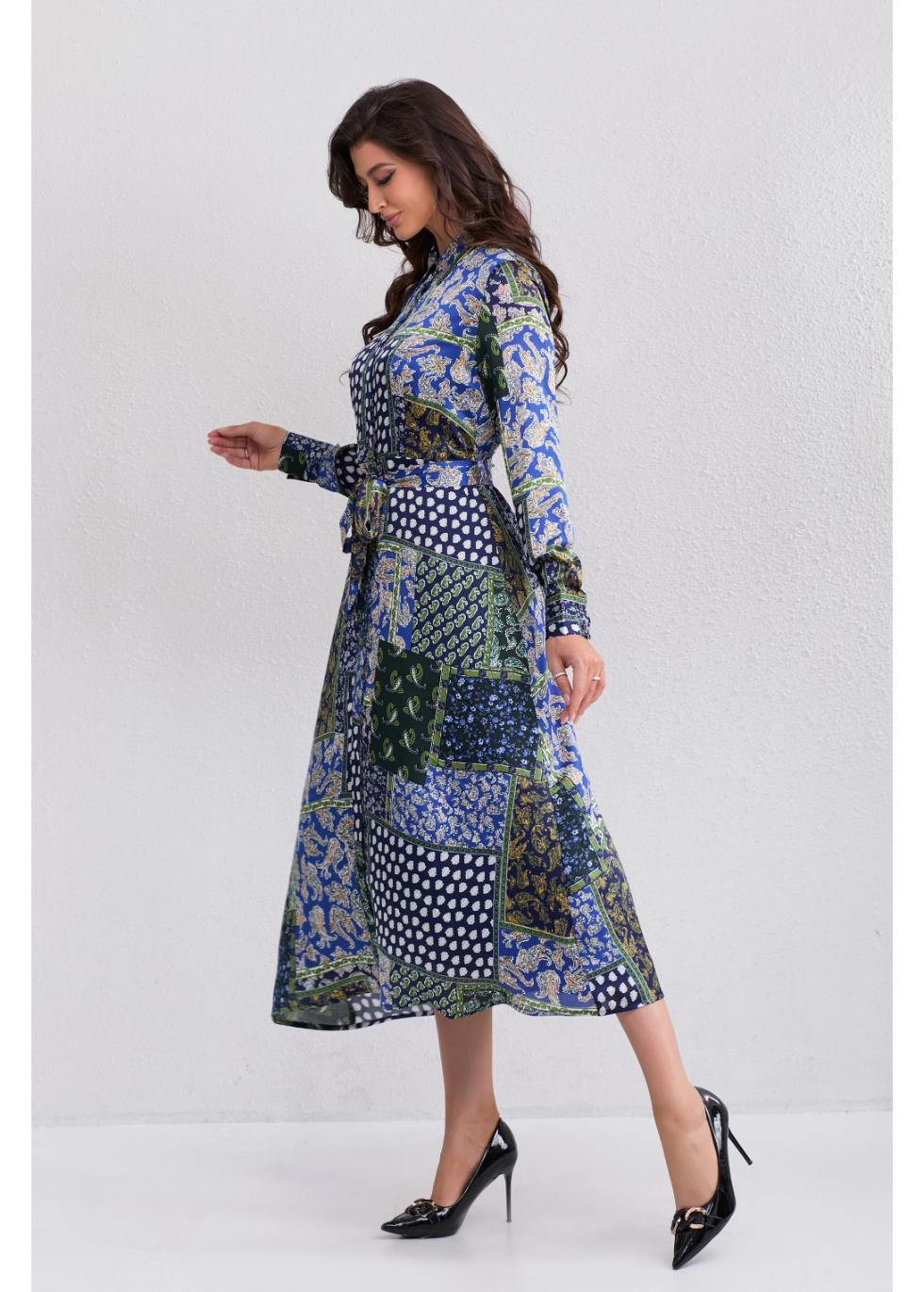 Regal Mosaic Midi Dress