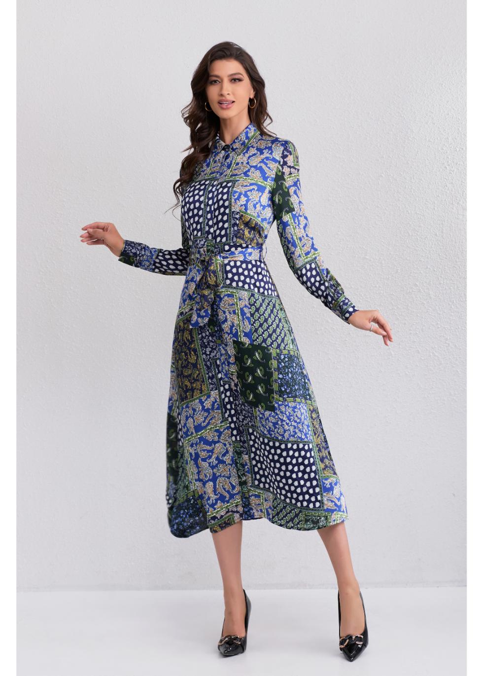 Regal Mosaic Midi Dress