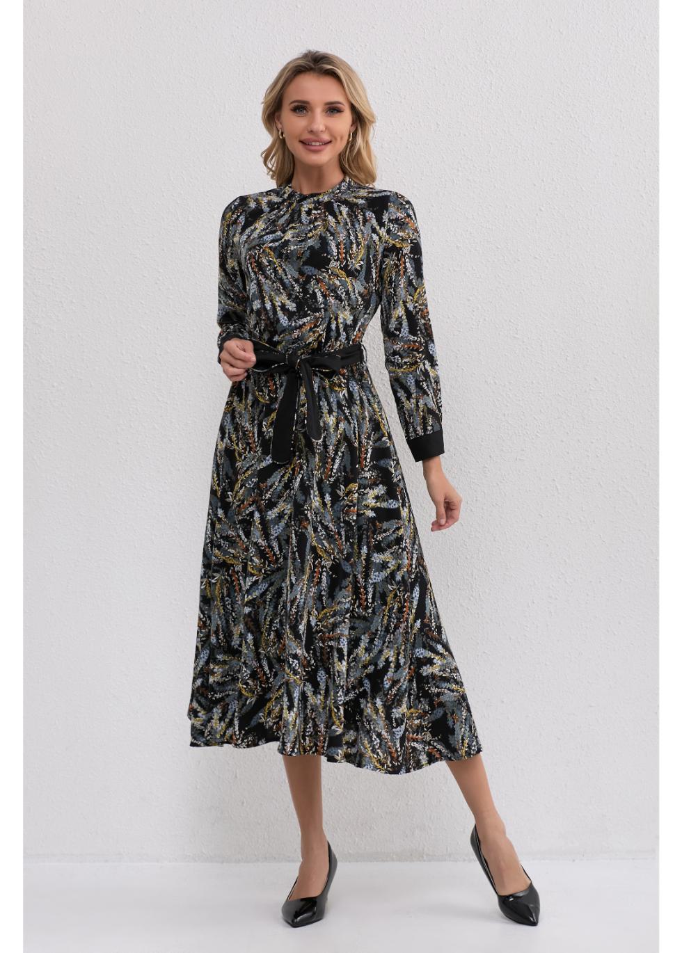 Midnight Botanical Midi Dress