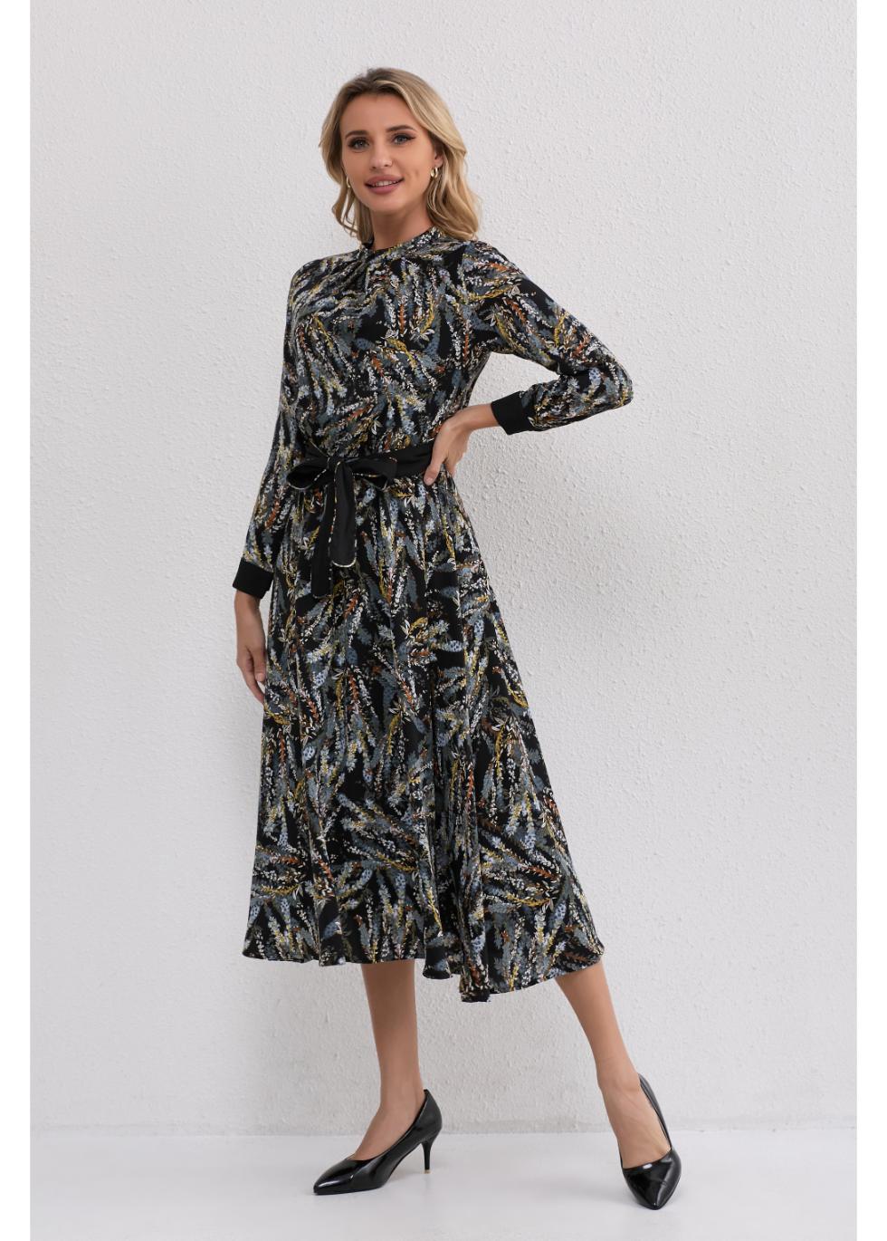 Midnight Botanical Midi Dress