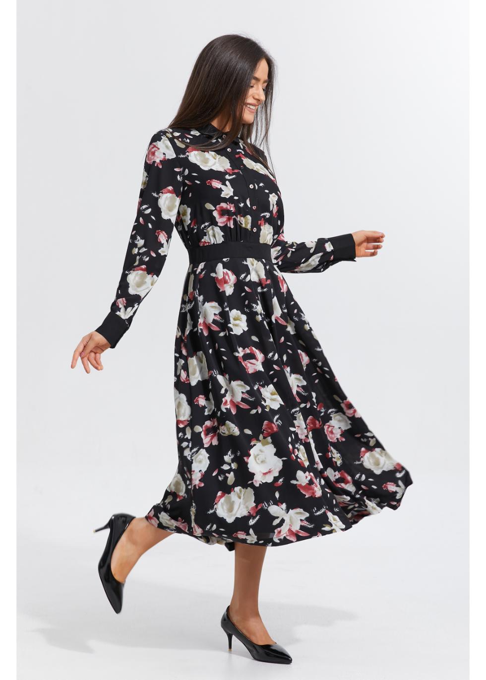 Moonlit Petals Midi Dress