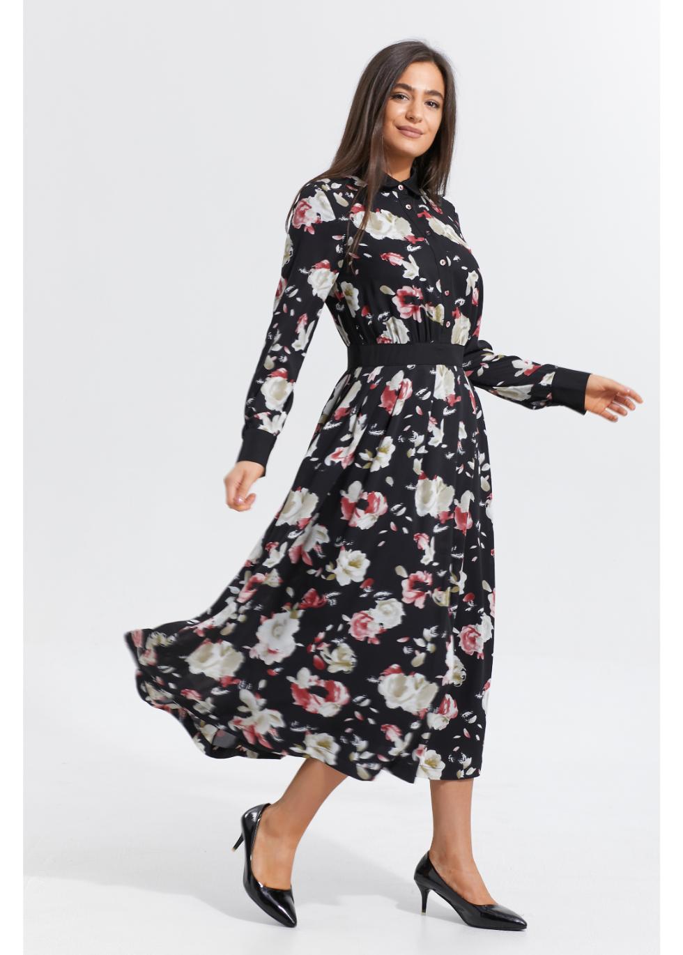 Moonlit Petals Midi Dress