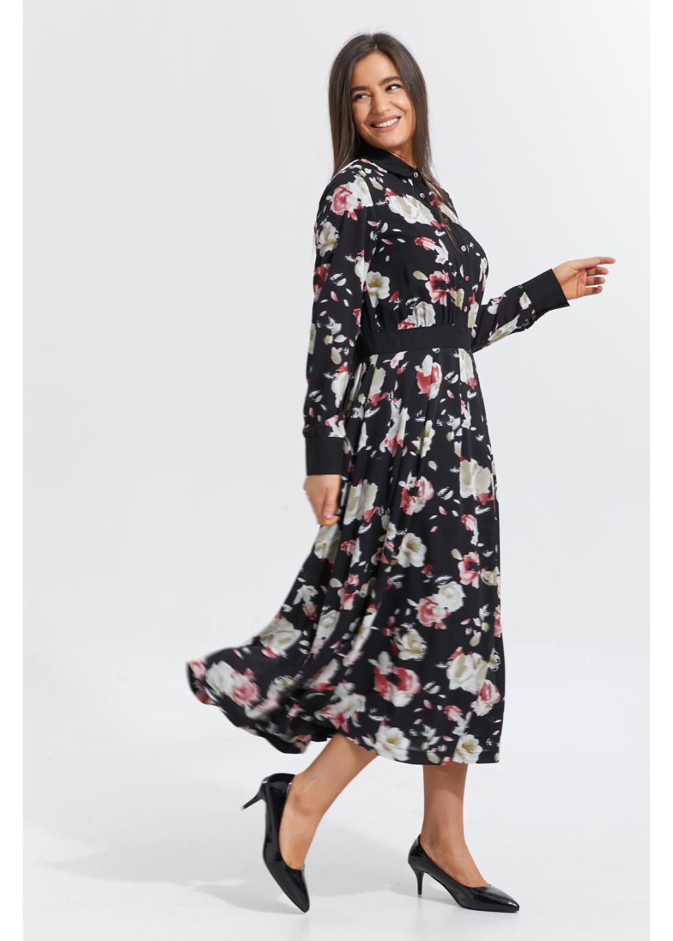 Moonlit Petals Midi Dress