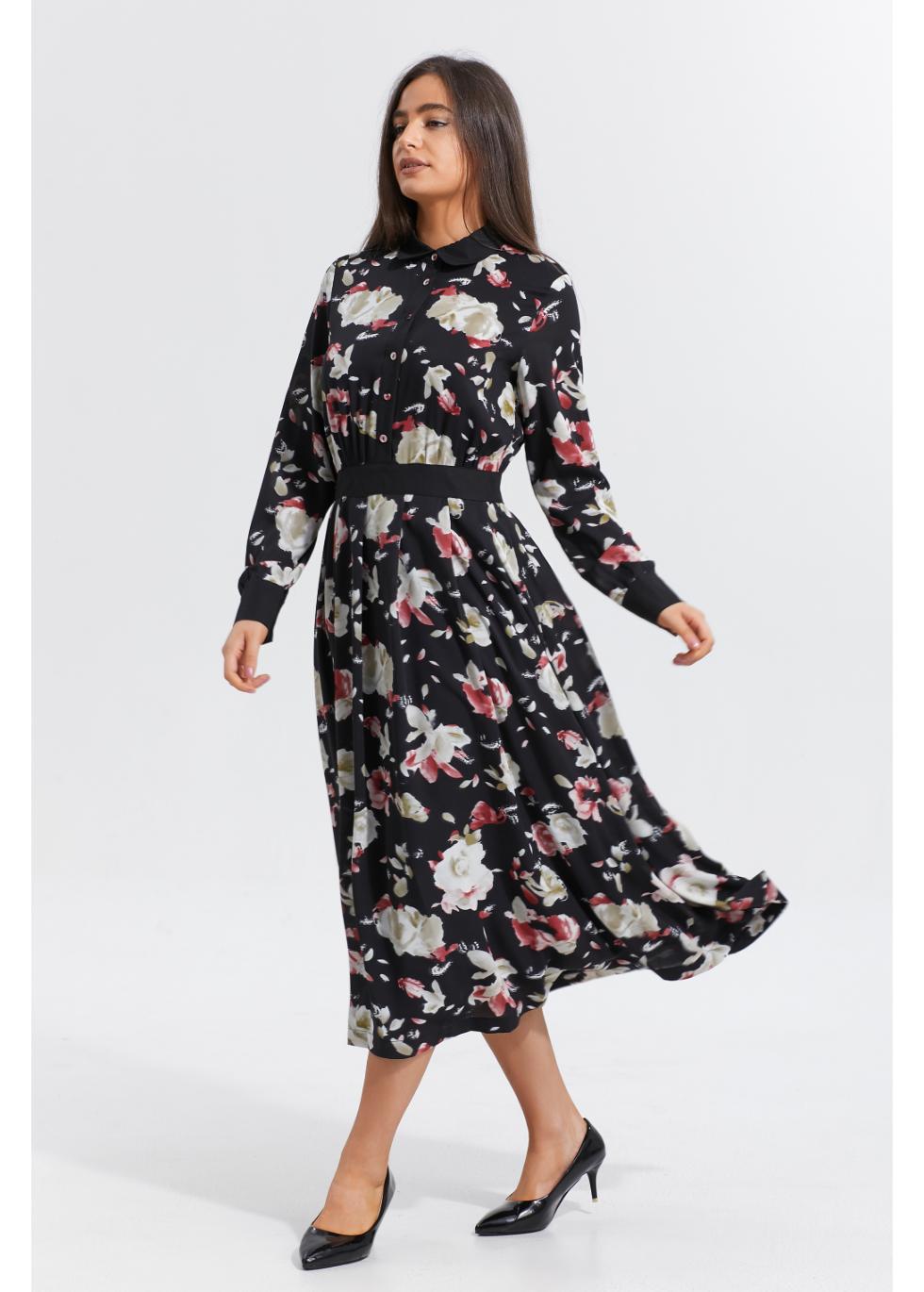 Moonlit Petals Midi Dress