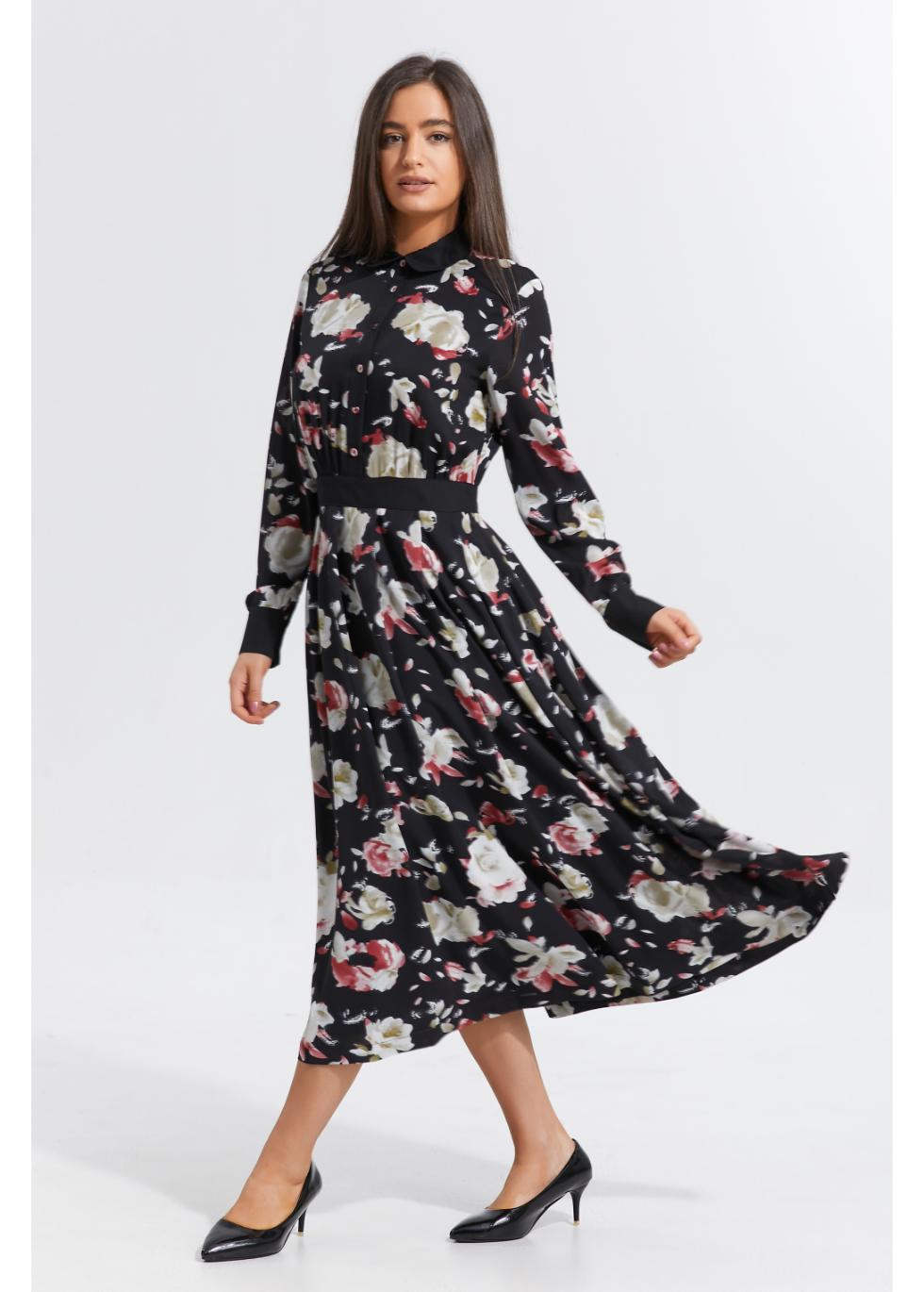 Moonlit Petals Midi Dress