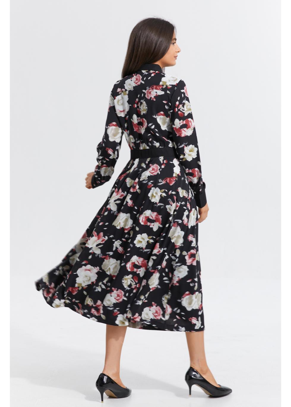 Moonlit Petals Midi Dress