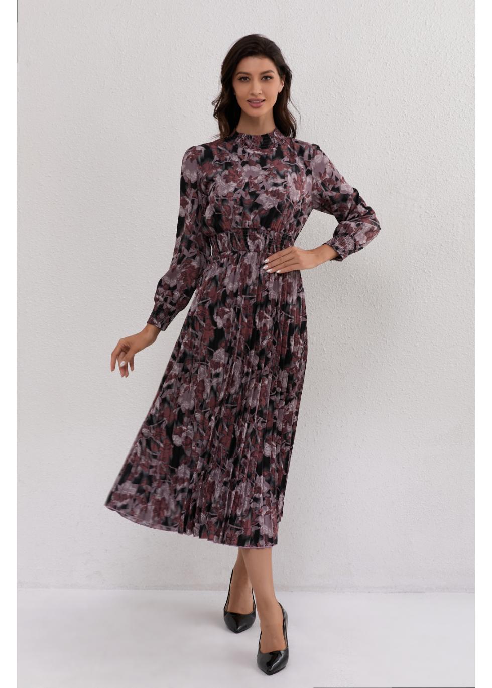 Mauve Floral Midi Dress