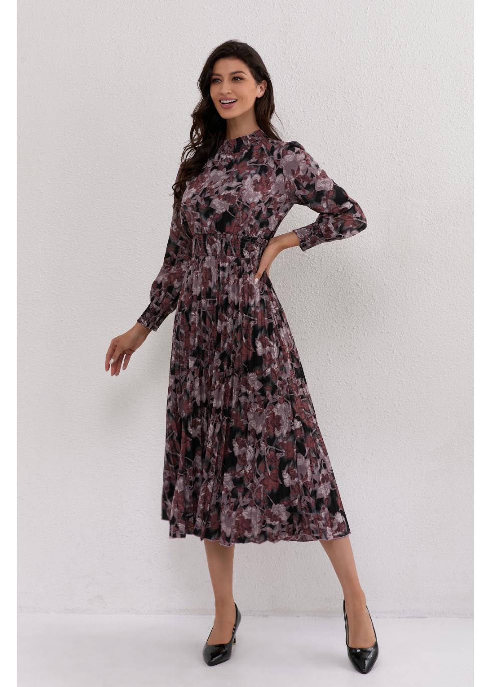 Mauve Floral Midi Dress