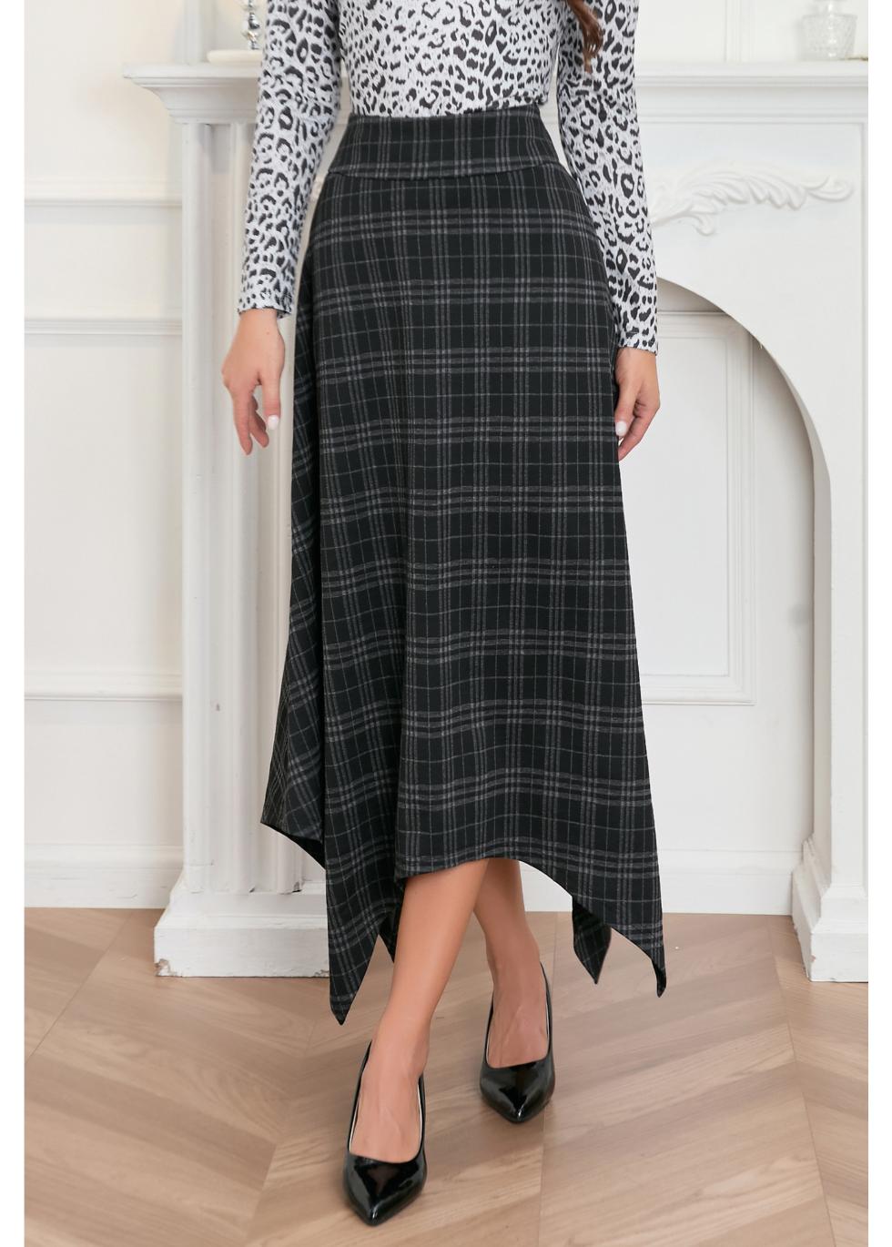 Midnight Checkered Flare Skirt