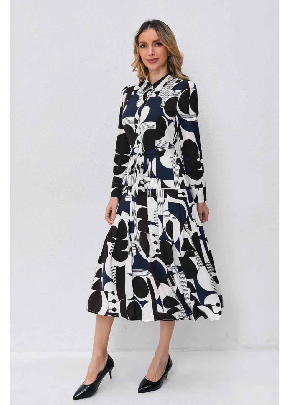 Abstract Harmony Midi Dress