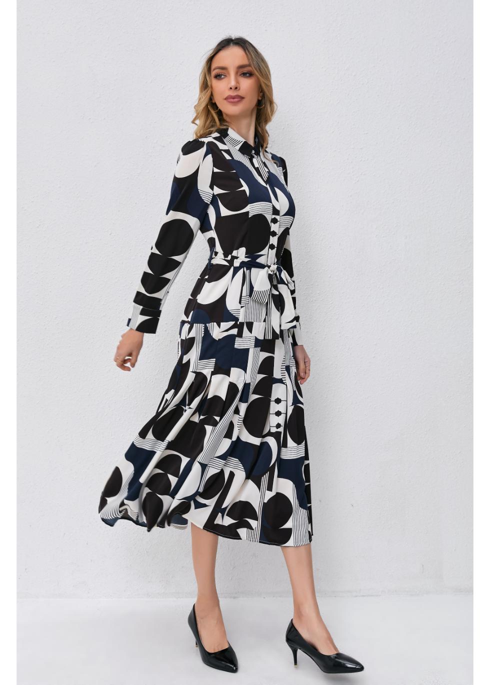 Abstract Harmony Midi Dress