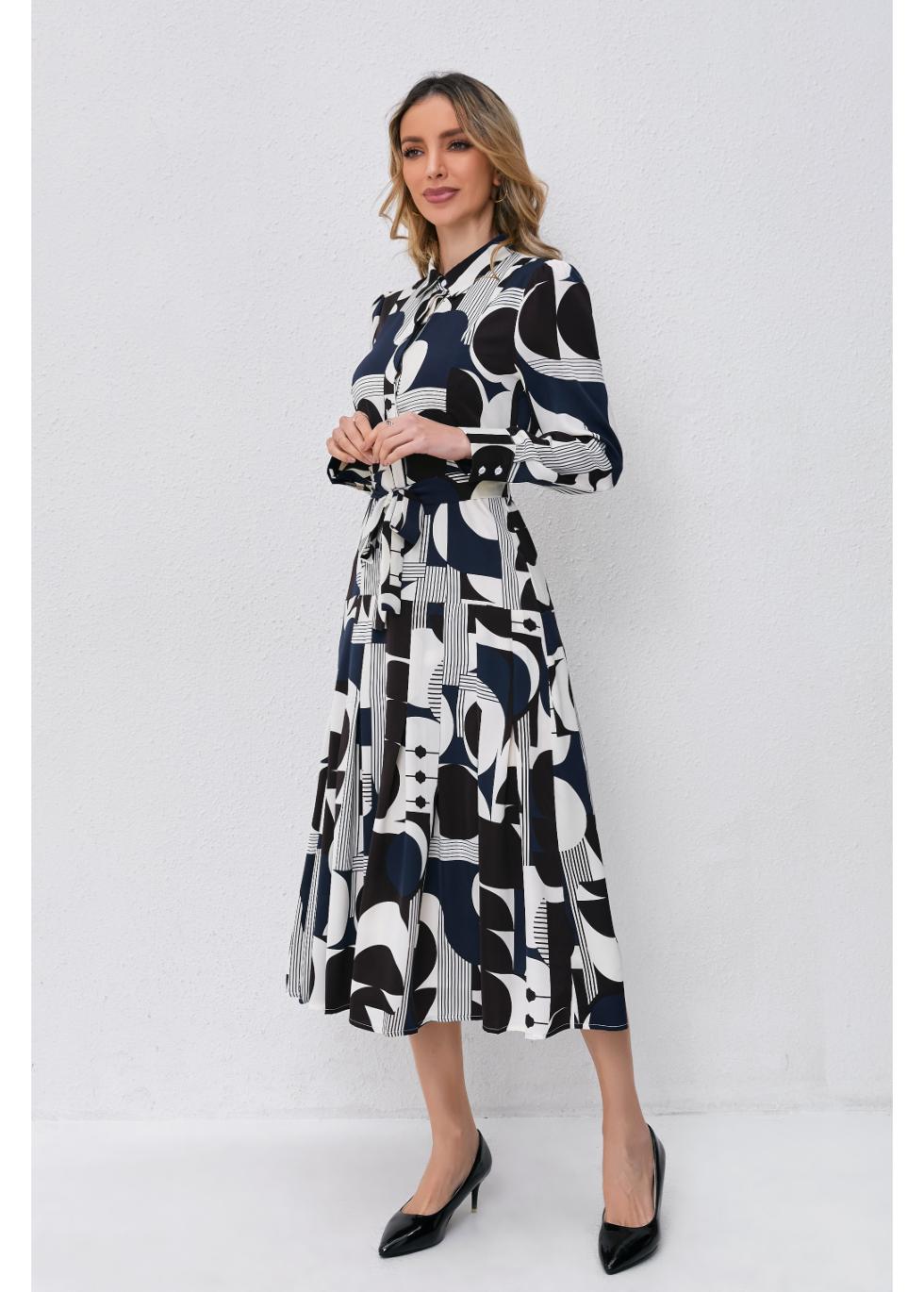 Abstract Harmony Midi Dress