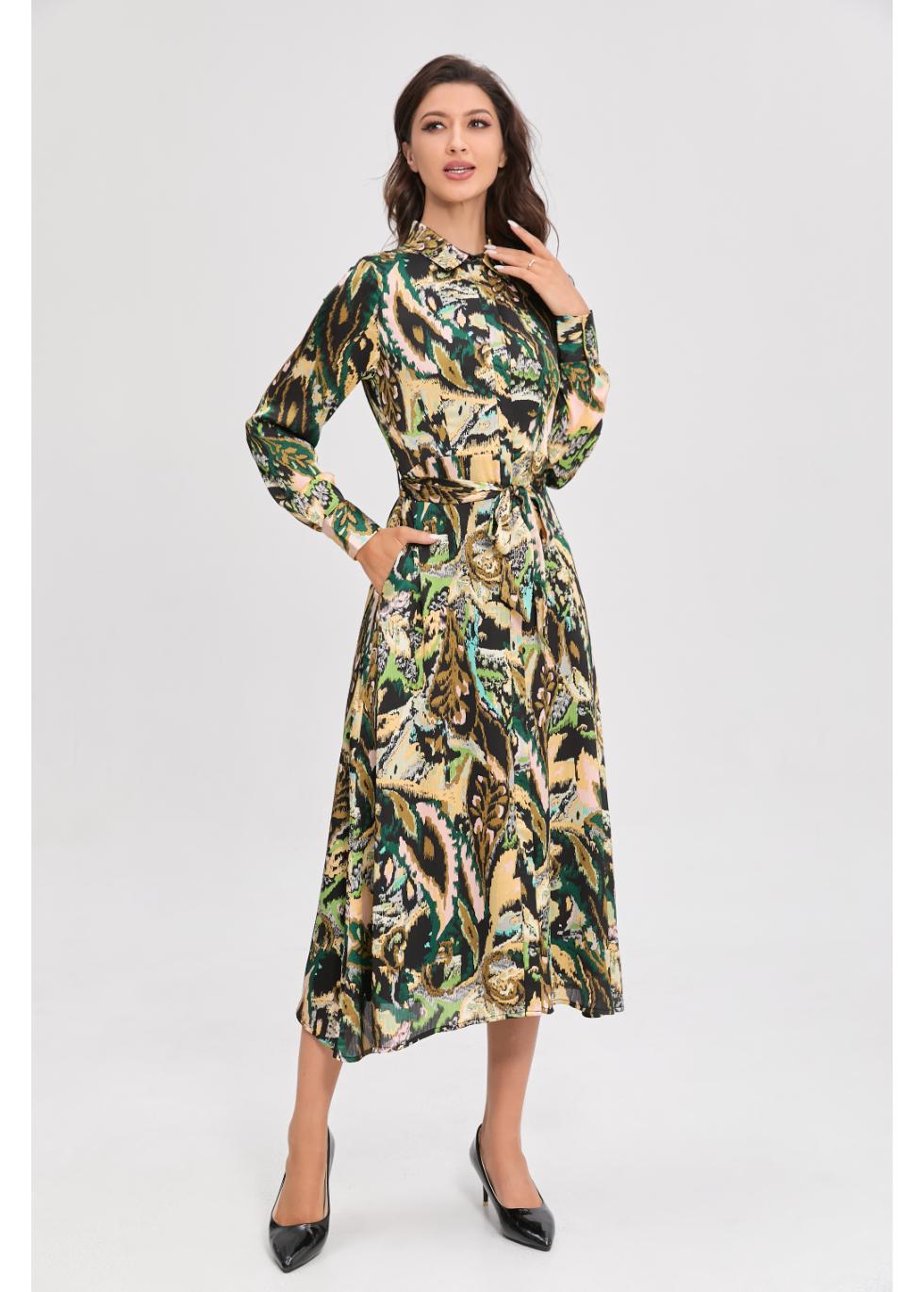 Verdant Elegance Midi Dress