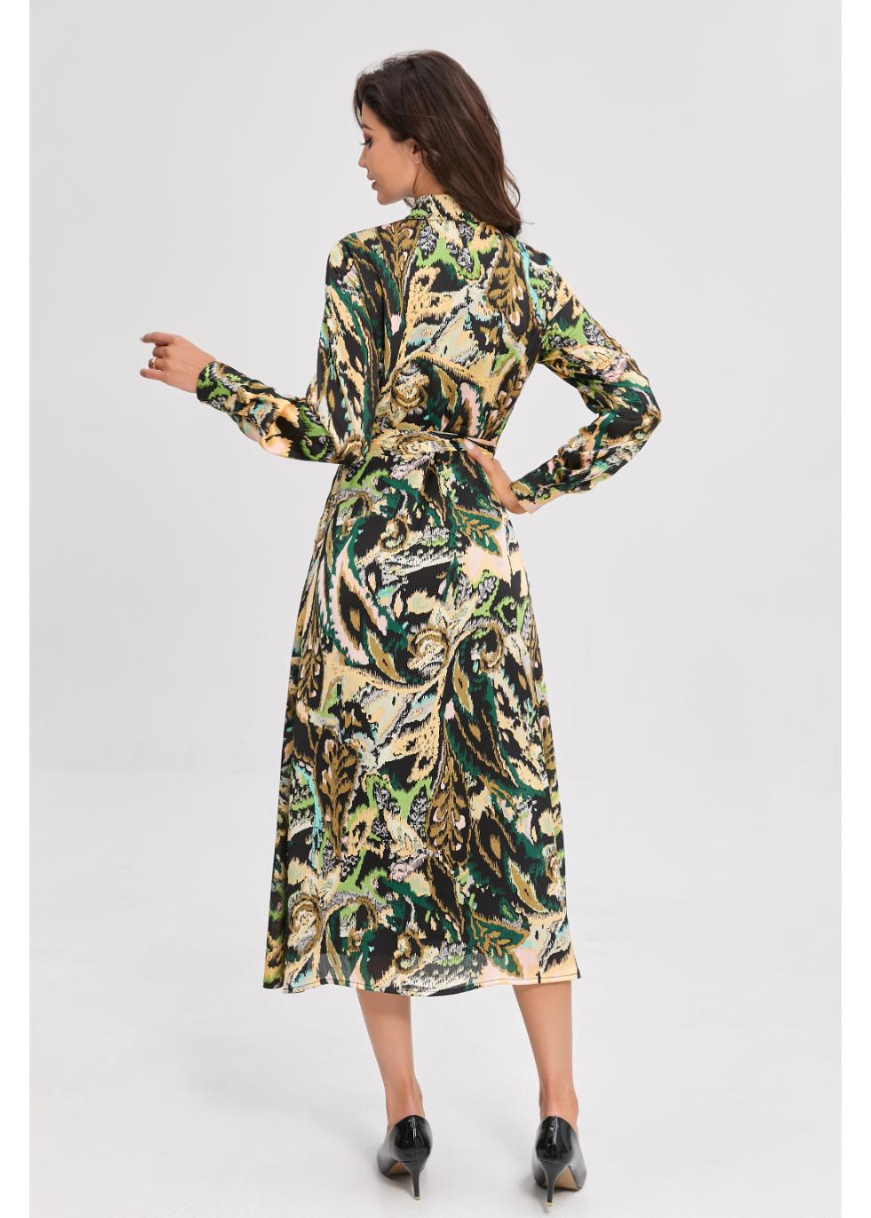 Verdant Elegance Midi Dress