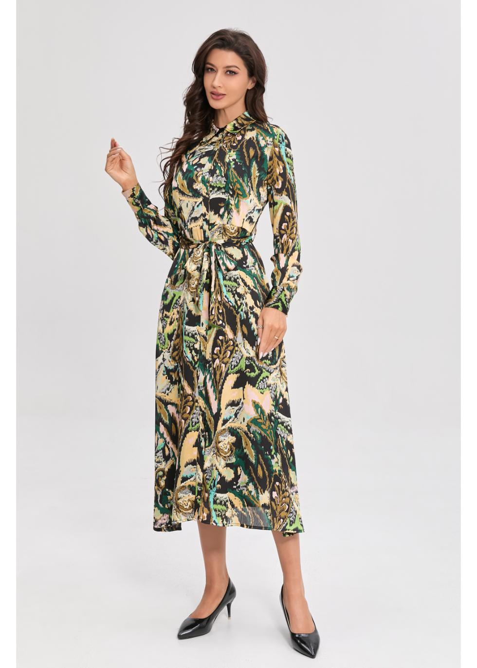 Verdant Elegance Midi Dress