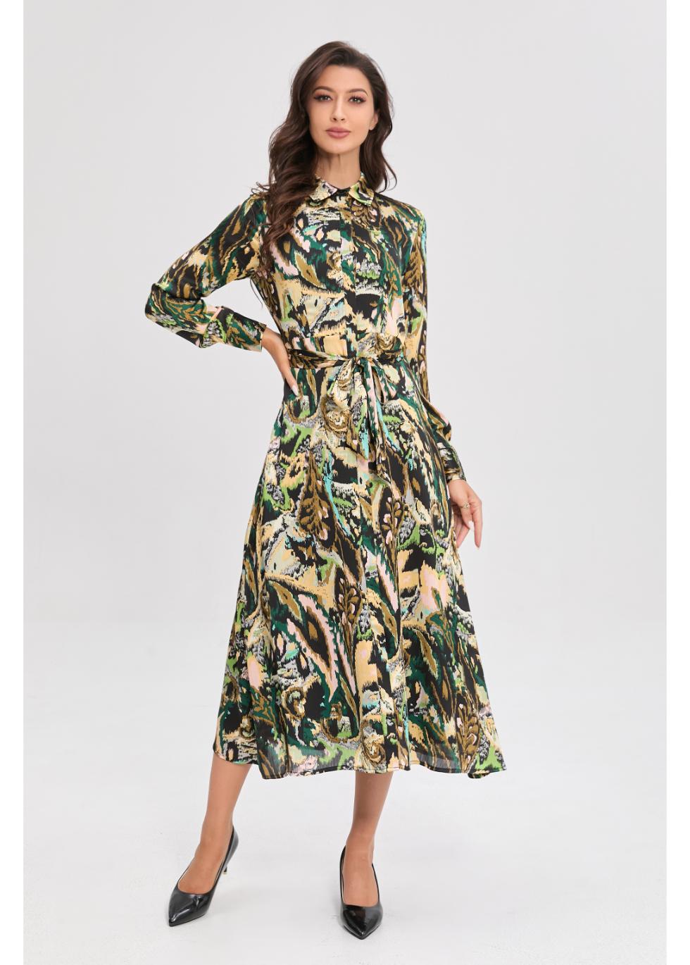 Verdant Elegance Midi Dress