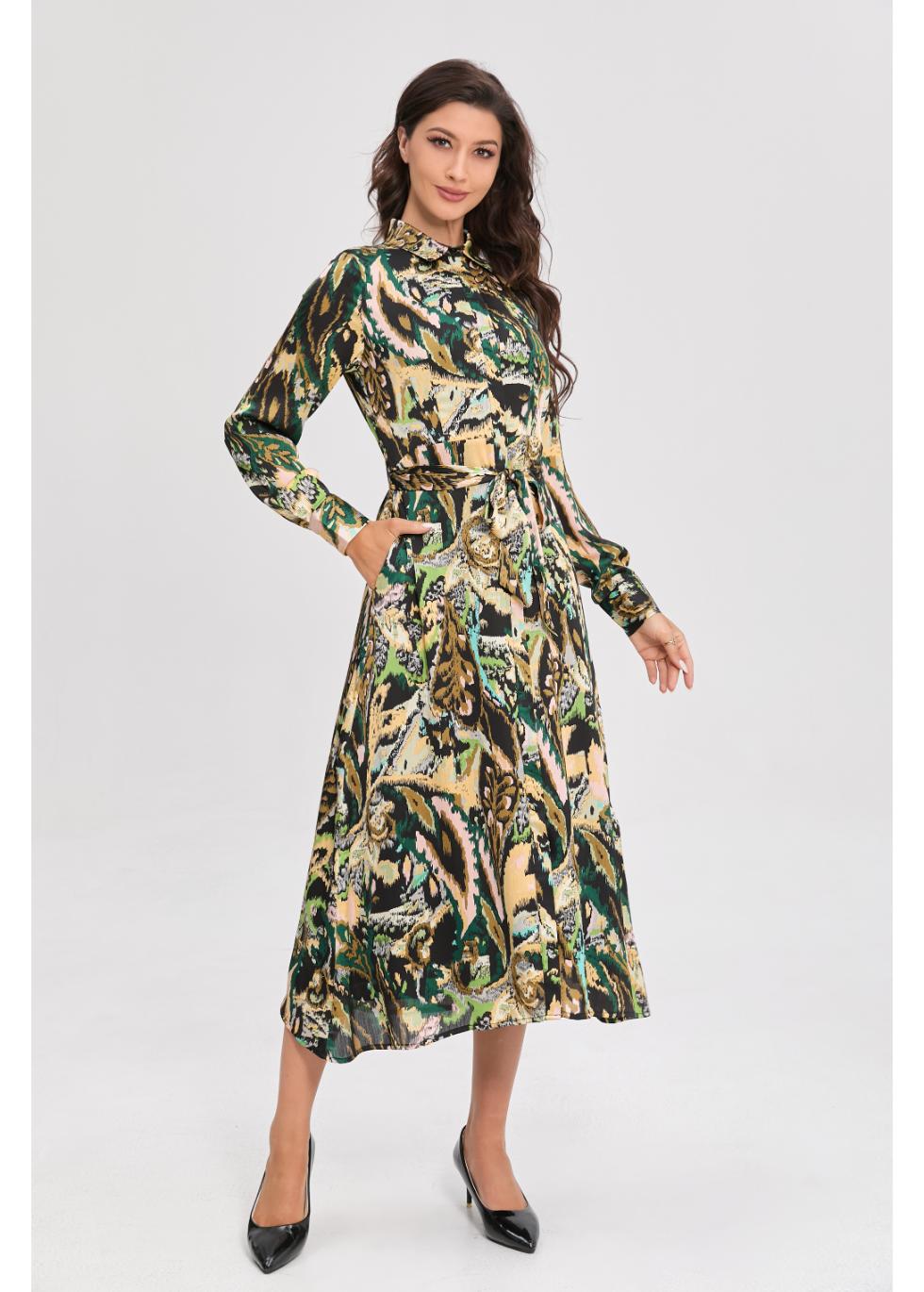 Verdant Elegance Midi Dress