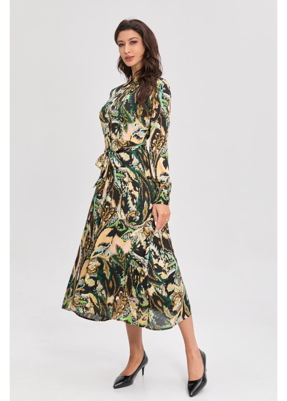 Verdant Elegance Midi Dress