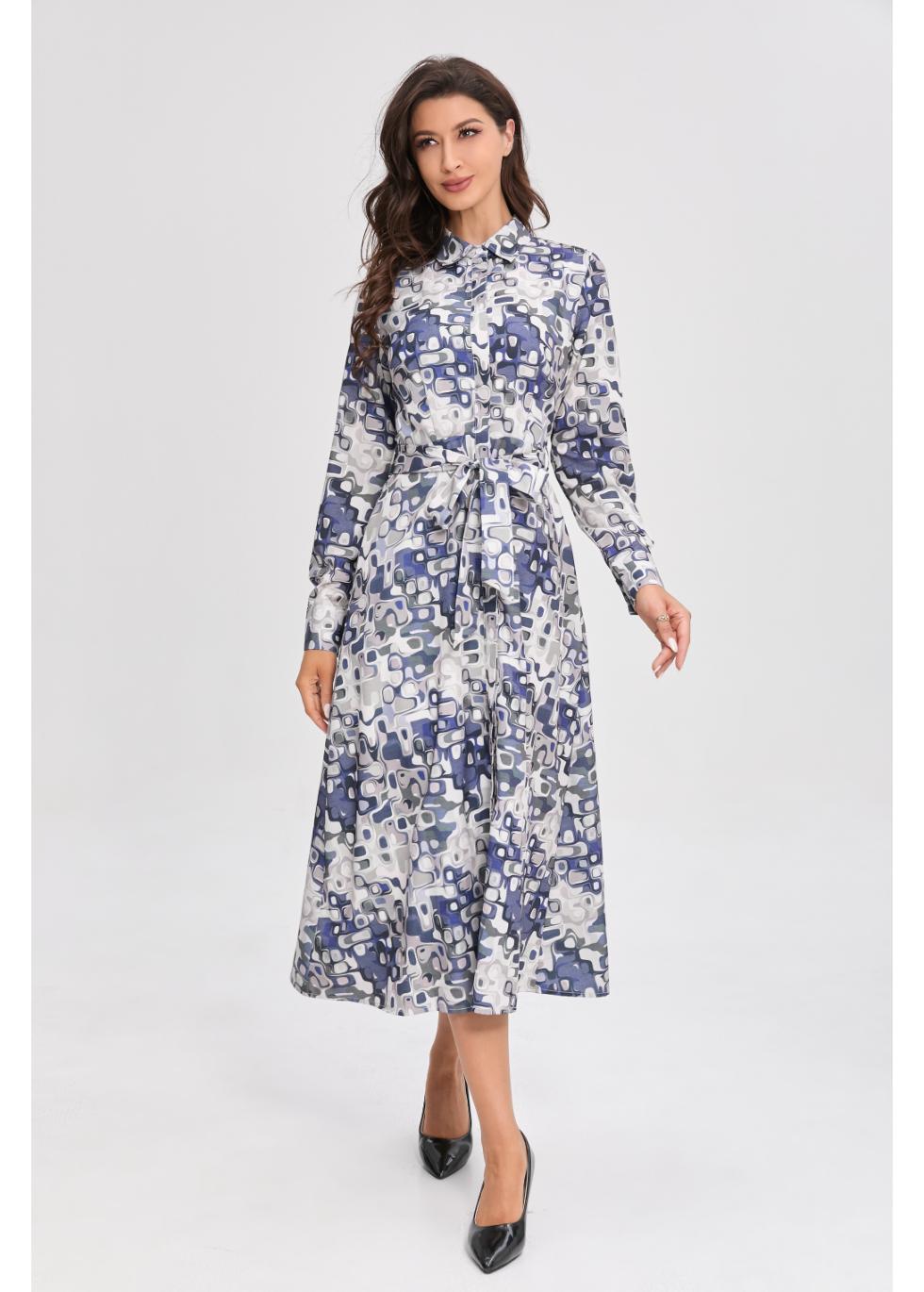 Azure Mosaic Midi Dress