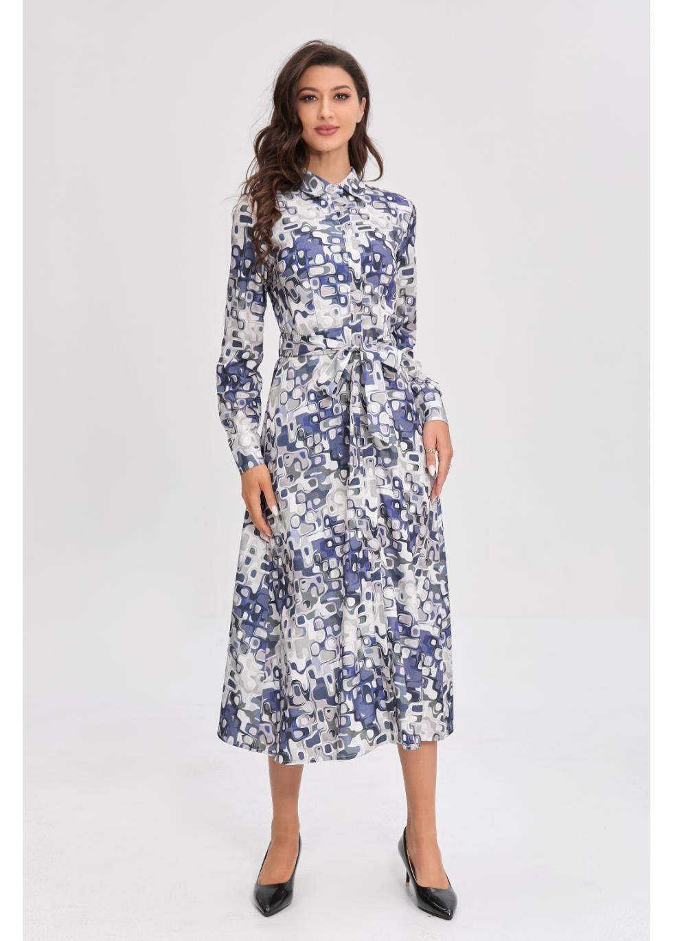 Azure Mosaic Midi Dress