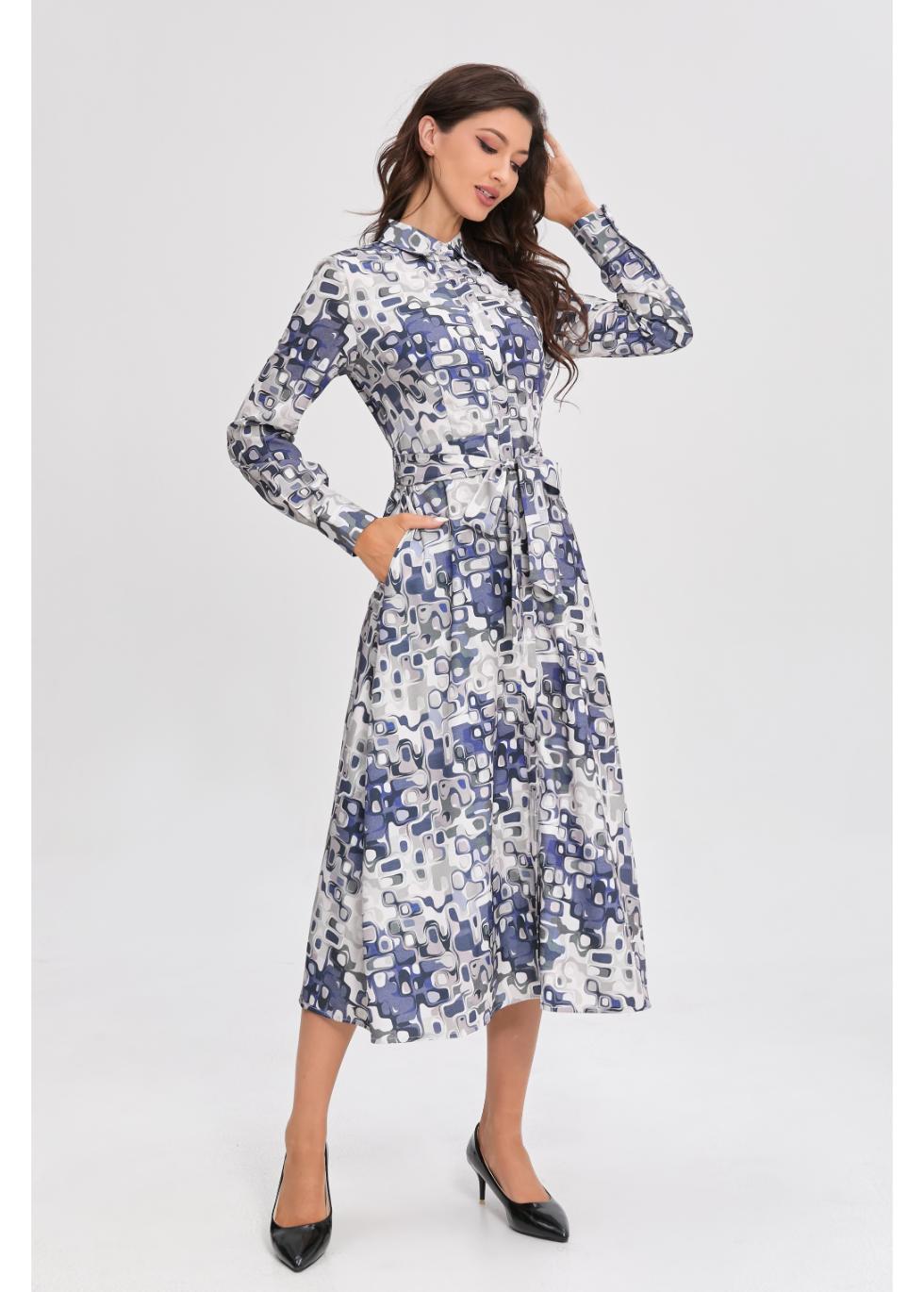 Azure Mosaic Midi Dress