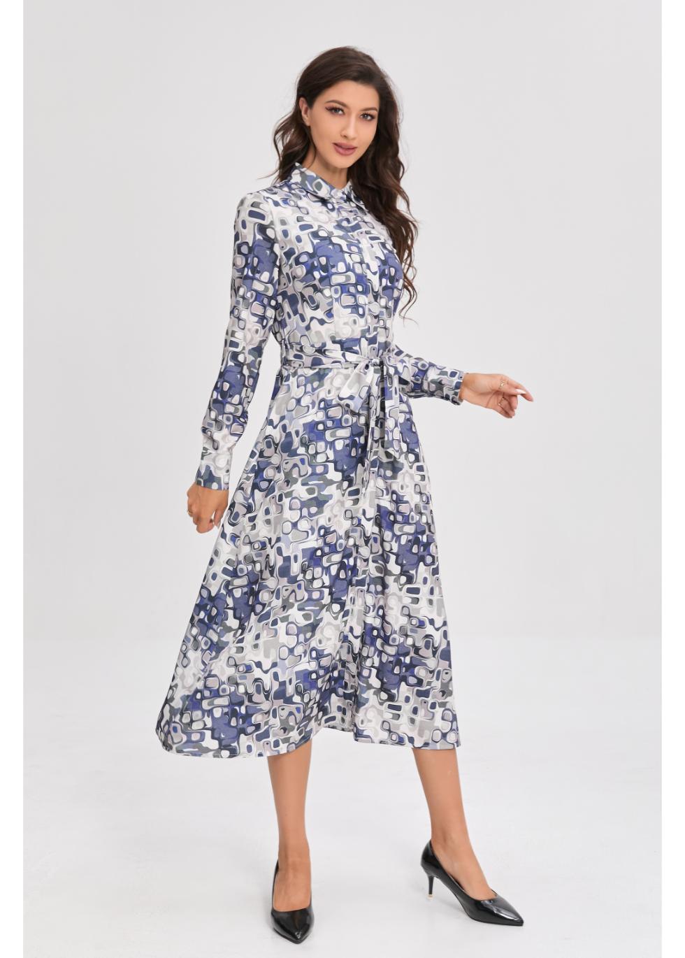 Azure Mosaic Midi Dress