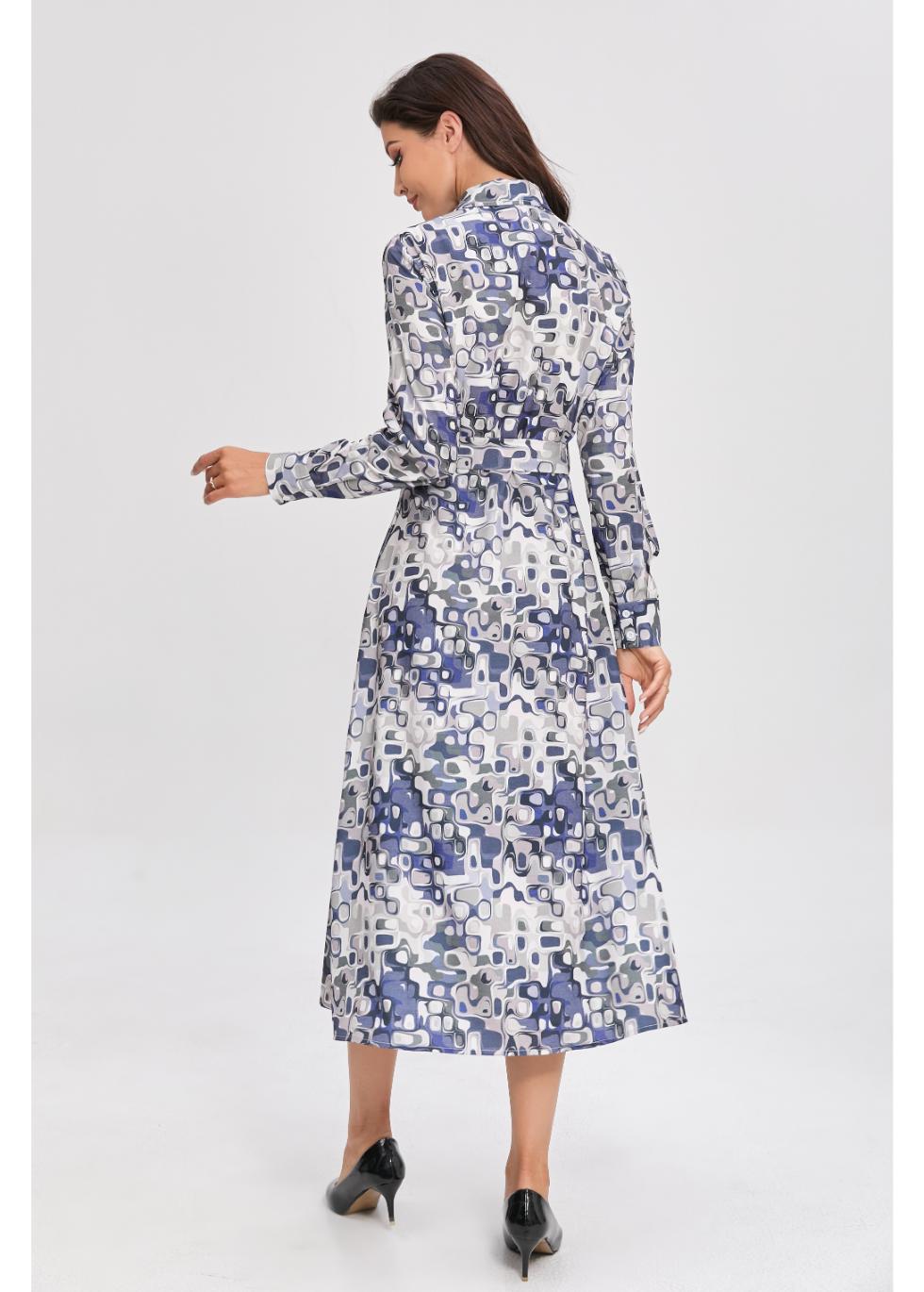 Azure Mosaic Midi Dress