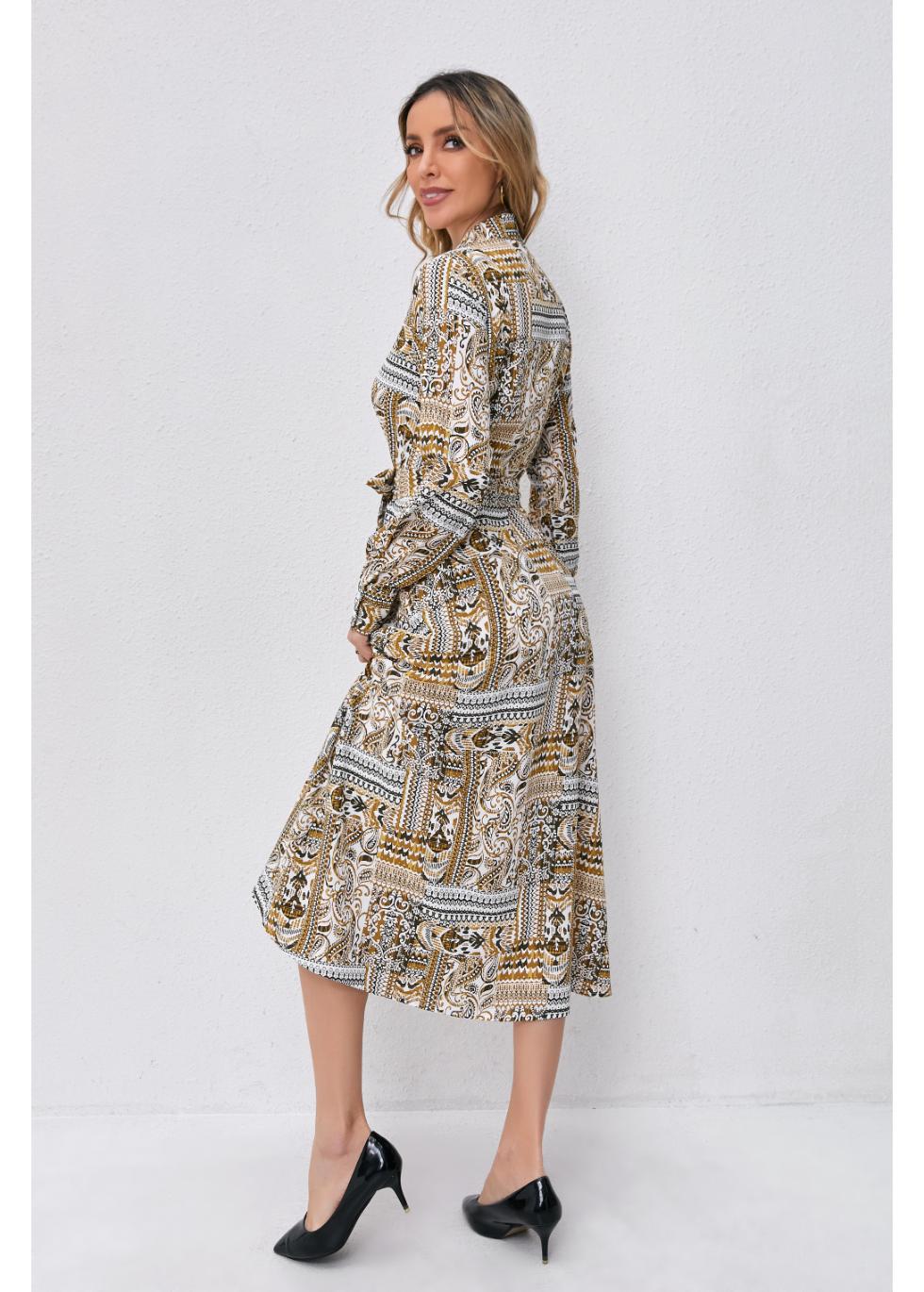 Golden Mosaic Midi Dress