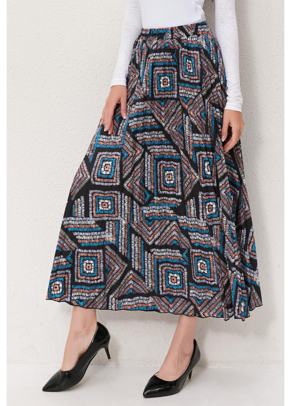 Geo Mosaic A-Line Skirt