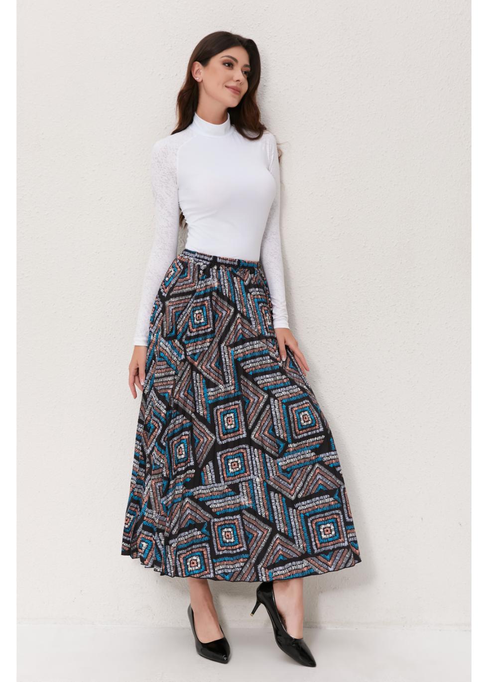 Geo Mosaic A-Line Skirt