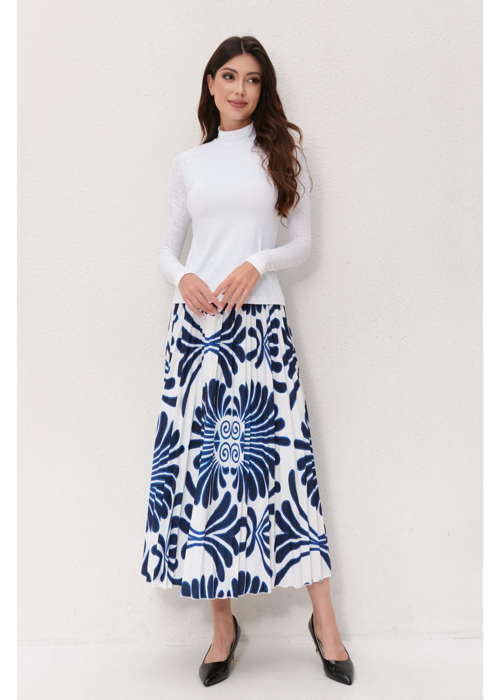 Ocean Petal Pleated Skirt